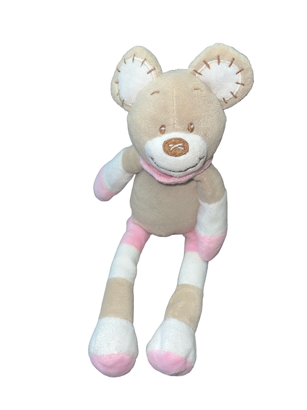 BABYLOVE Musical BEAR BEIGE WHITE PINK BANDANA MUSICAL PLUSH